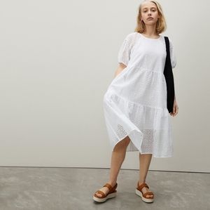 Everlane Eyelet Tiered Dress, M